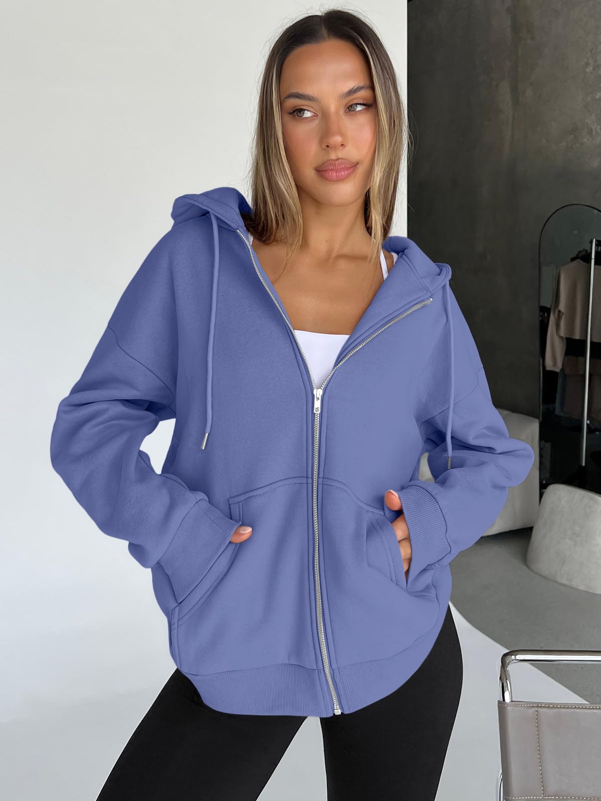Damen Zip-Hoodie mit Kapuze – Bequeme Freizeit Sweatjacke