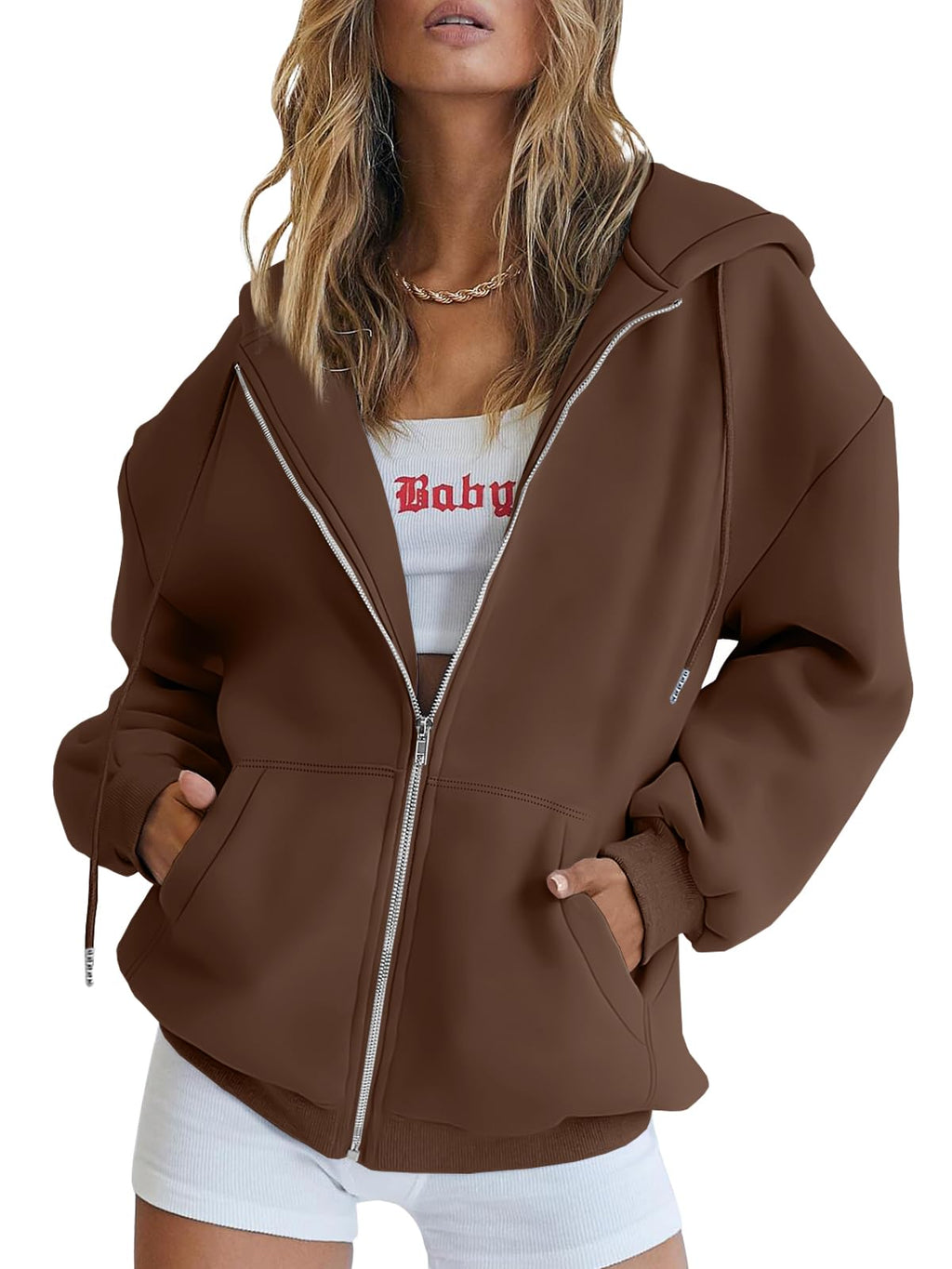 Damen Zip-Hoodie mit Kapuze – Bequeme Freizeit Sweatjacke