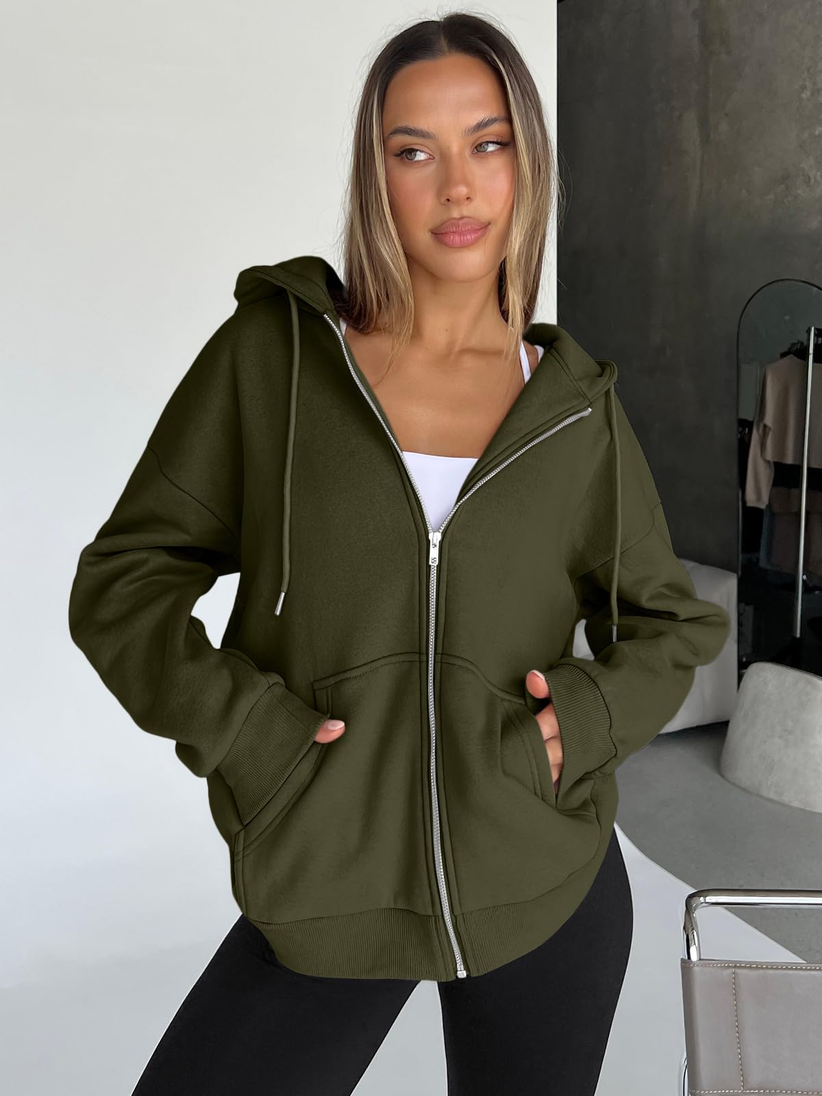 Damen Zip-Hoodie mit Kapuze – Bequeme Freizeit Sweatjacke