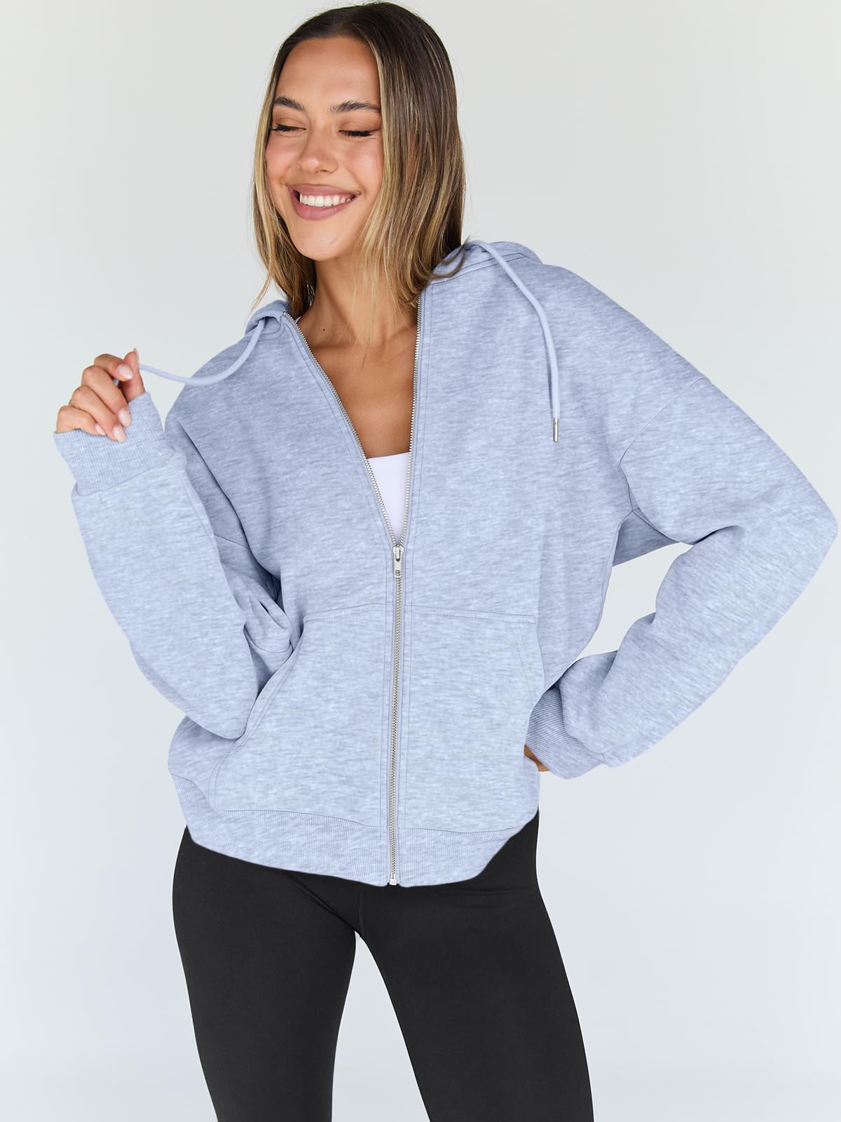 Damen Zip-Hoodie mit Kapuze – Bequeme Freizeit Sweatjacke