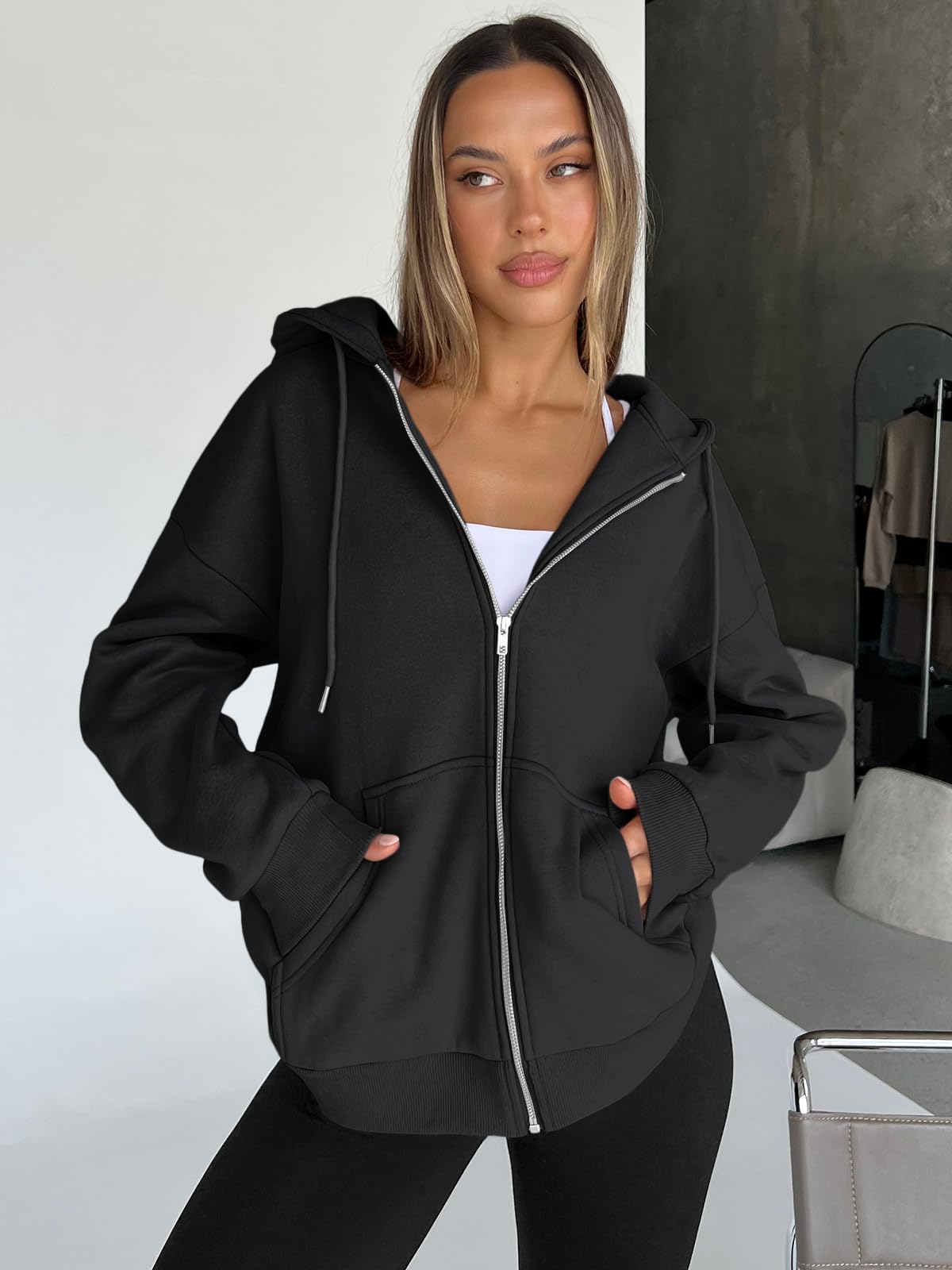 Damen Zip-Hoodie mit Kapuze – Bequeme Freizeit Sweatjacke