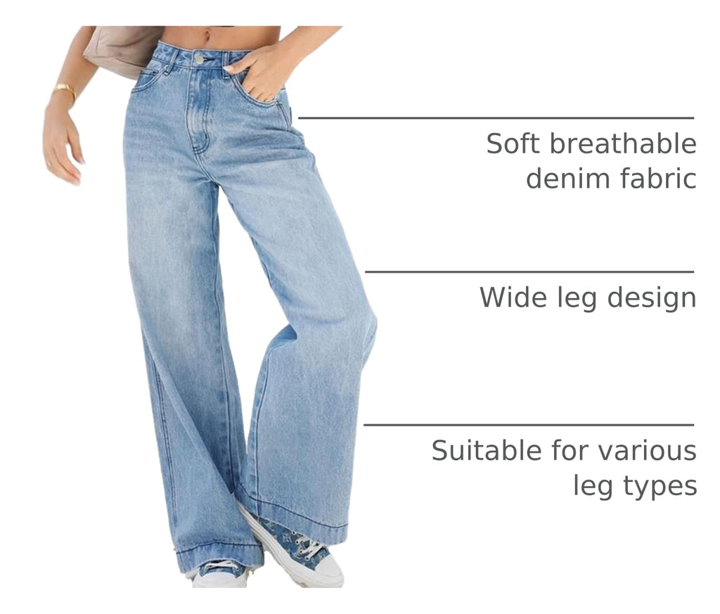 Damen Wide-Leg Jeans – Lässige High-Waist Denim Hose