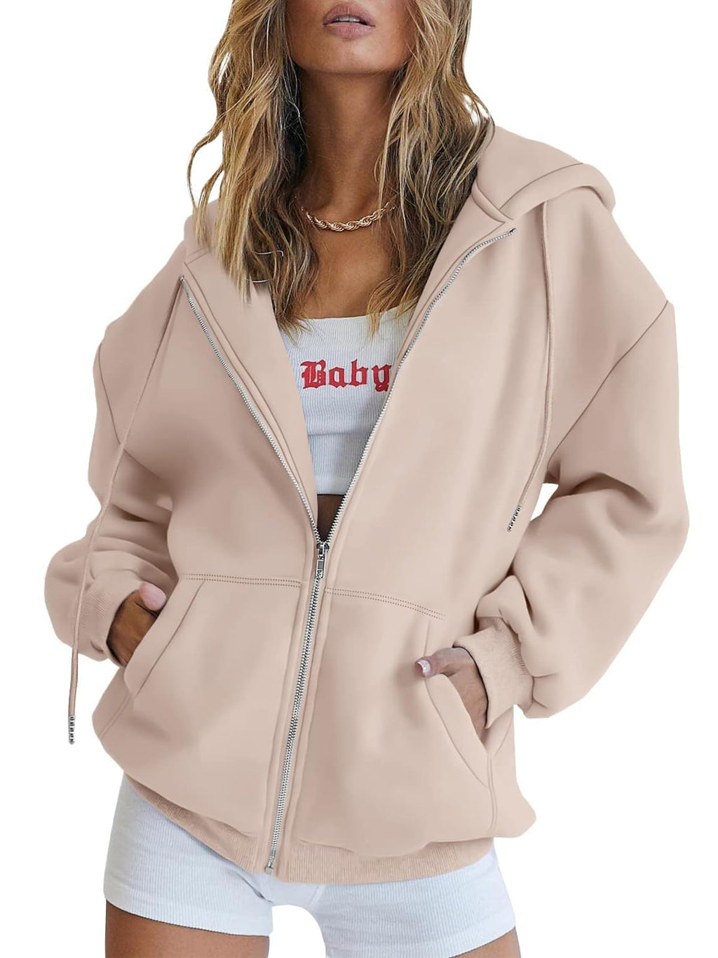 Damen Zip-Hoodie mit Kapuze – Bequeme Freizeit Sweatjacke