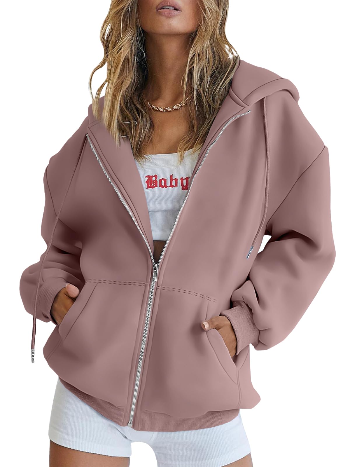 Damen Zip-Hoodie mit Kapuze – Bequeme Freizeit Sweatjacke