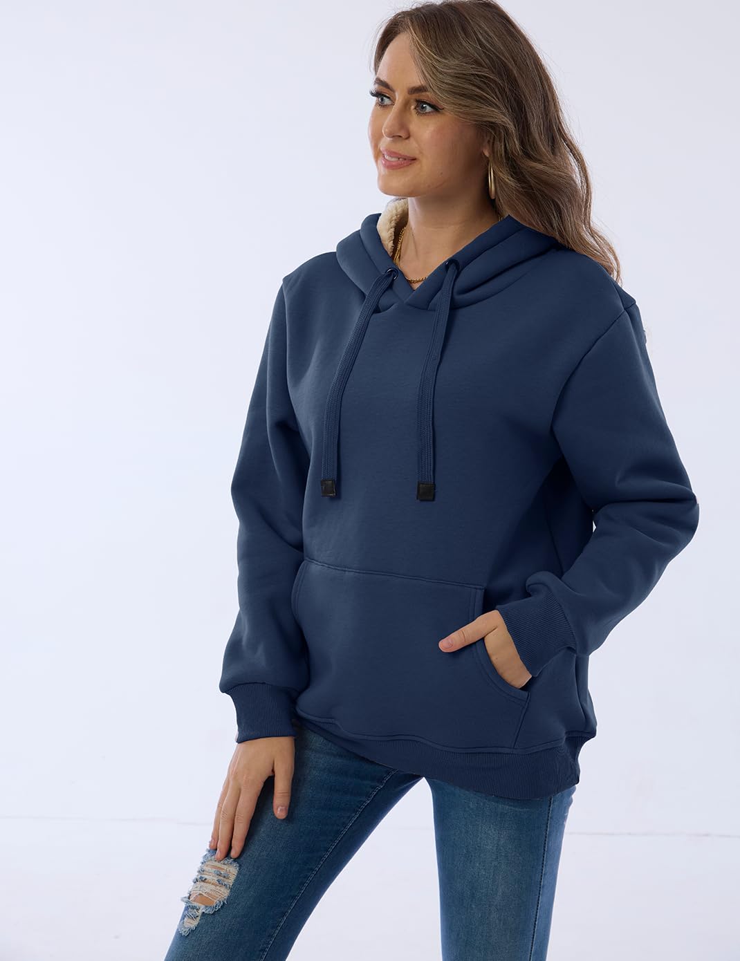 Damen Winter Hoodie mit Sherpa-Futter – Warmer Kapuzenpullover