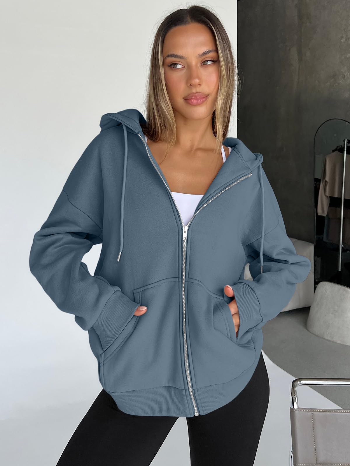 Damen Zip-Hoodie mit Kapuze – Bequeme Freizeit Sweatjacke