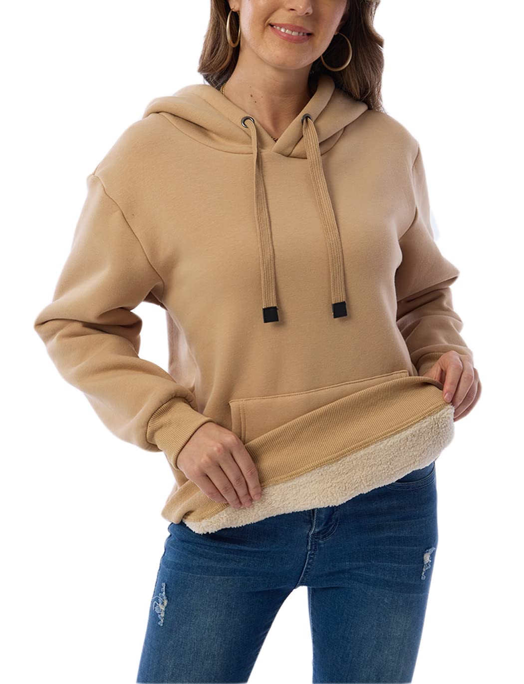 Damen Winter Hoodie mit Sherpa-Futter – Warmer Kapuzenpullover