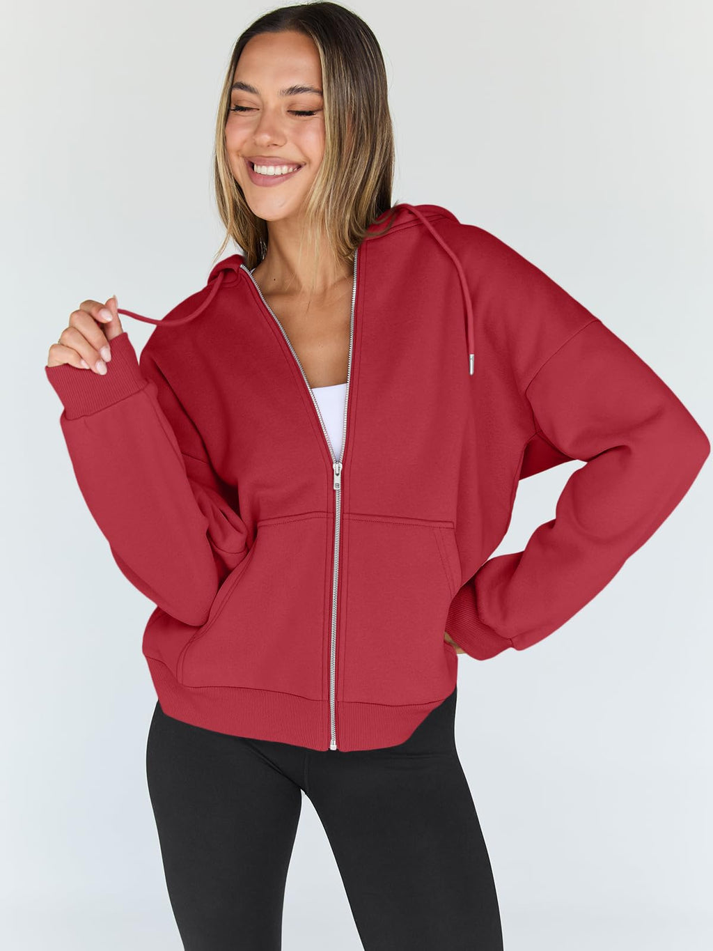 Damen Zip-Hoodie mit Kapuze – Bequeme Freizeit Sweatjacke