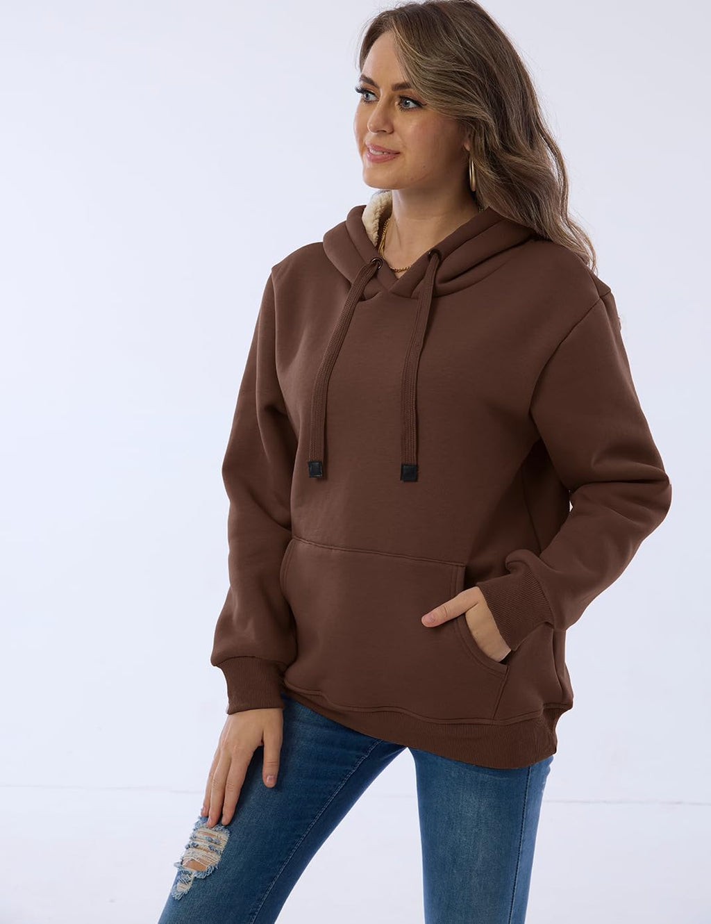 Damen Winter Hoodie mit Sherpa-Futter – Warmer Kapuzenpullover