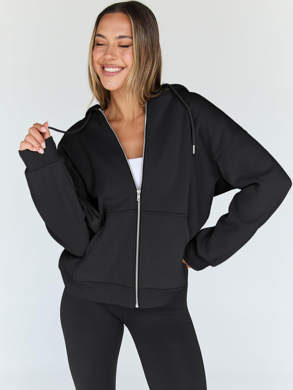 Damen Zip-Hoodie mit Kapuze – Bequeme Freizeit Sweatjacke