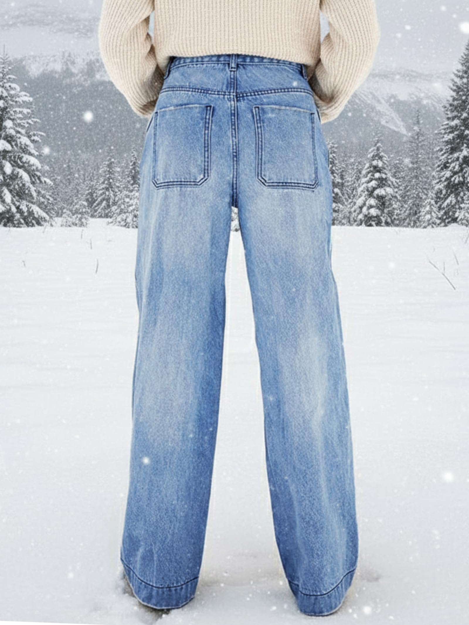 Damen Wide-Leg Jeans – Lässige High-Waist Denim Hose