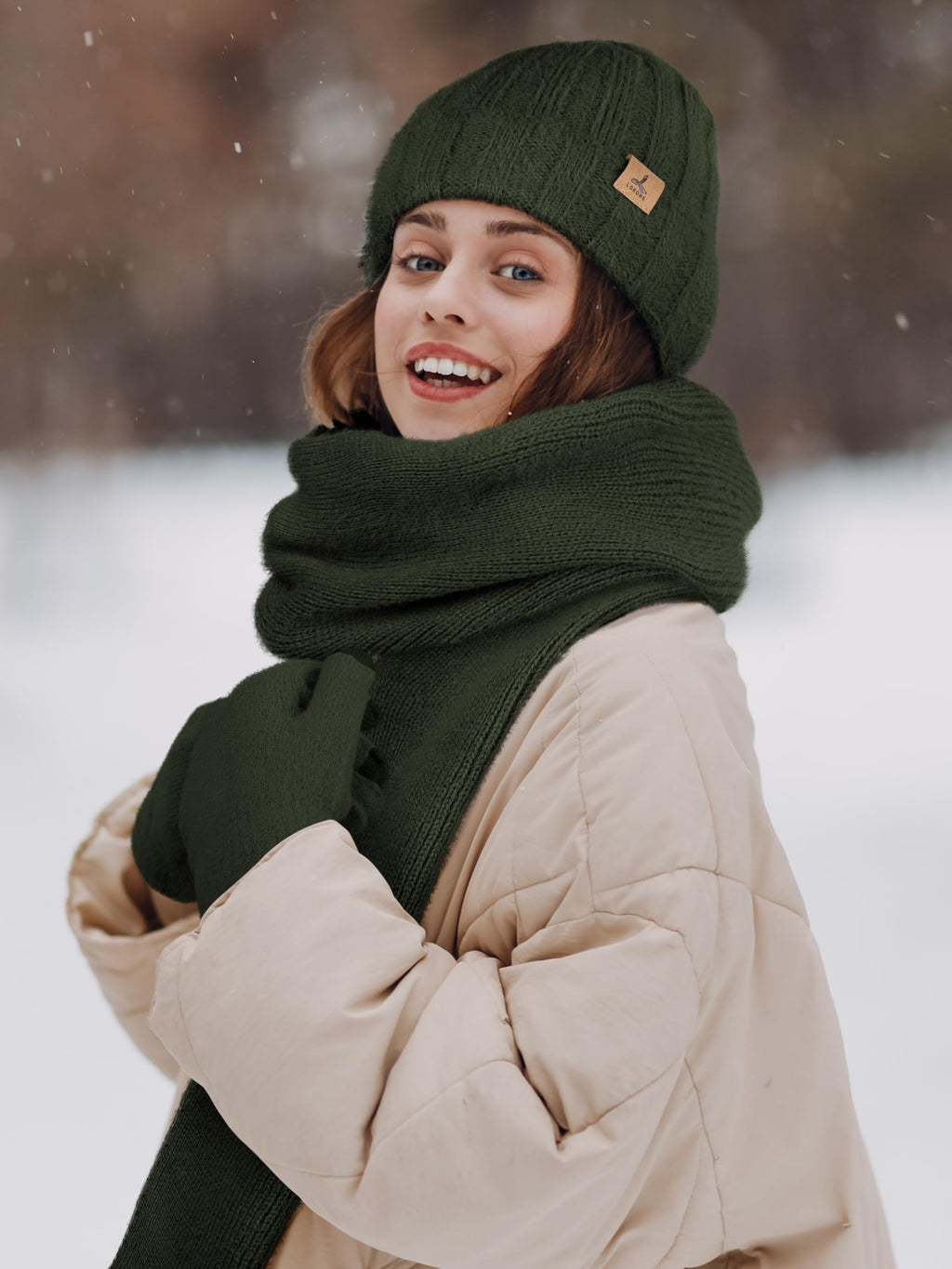 Winter Set für Damen – Mütze, Schal & Touchscreen-Handschuhe