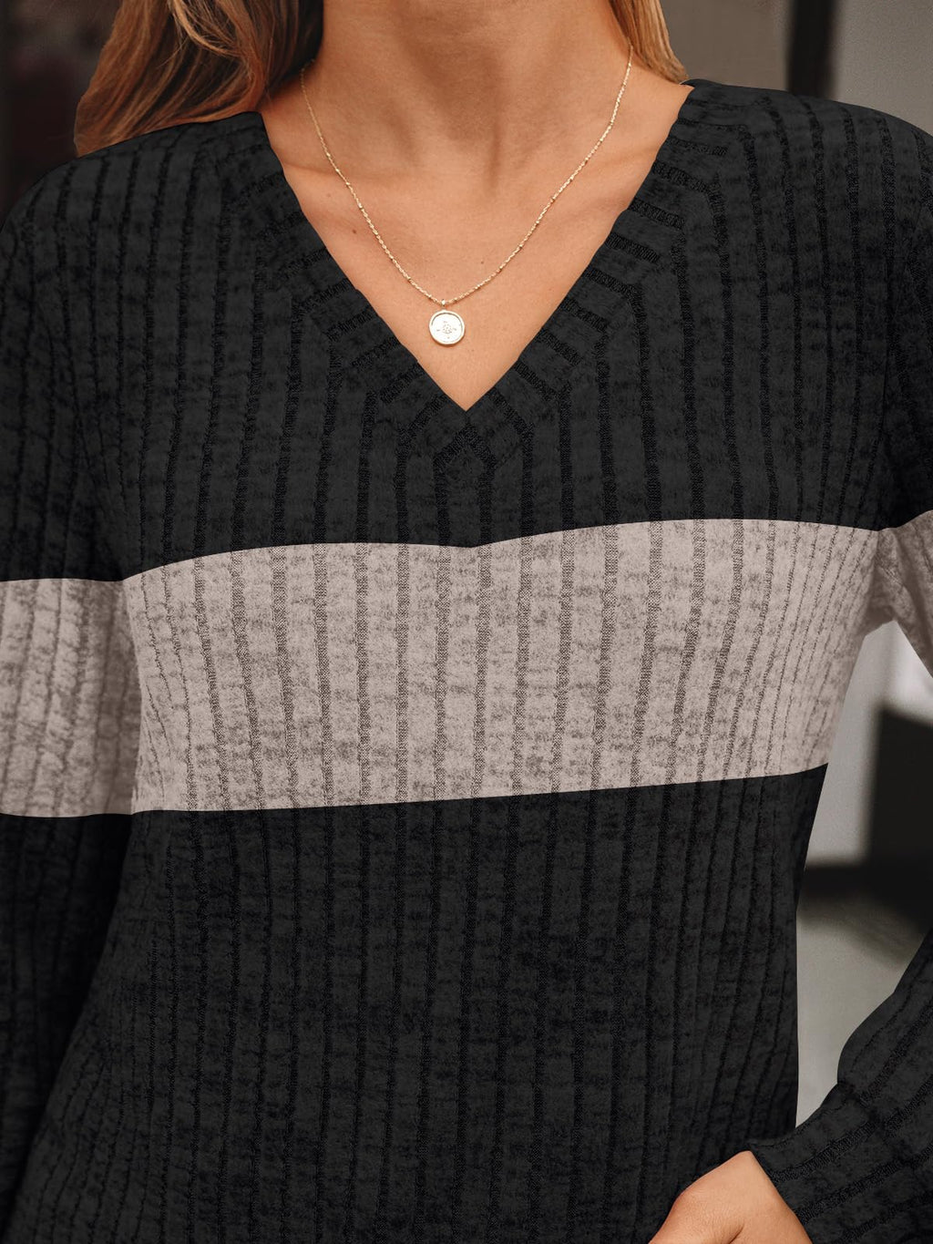 Damen Langarmshirt mit V-Ausschnitt – Lässiges Herbst Oberteil