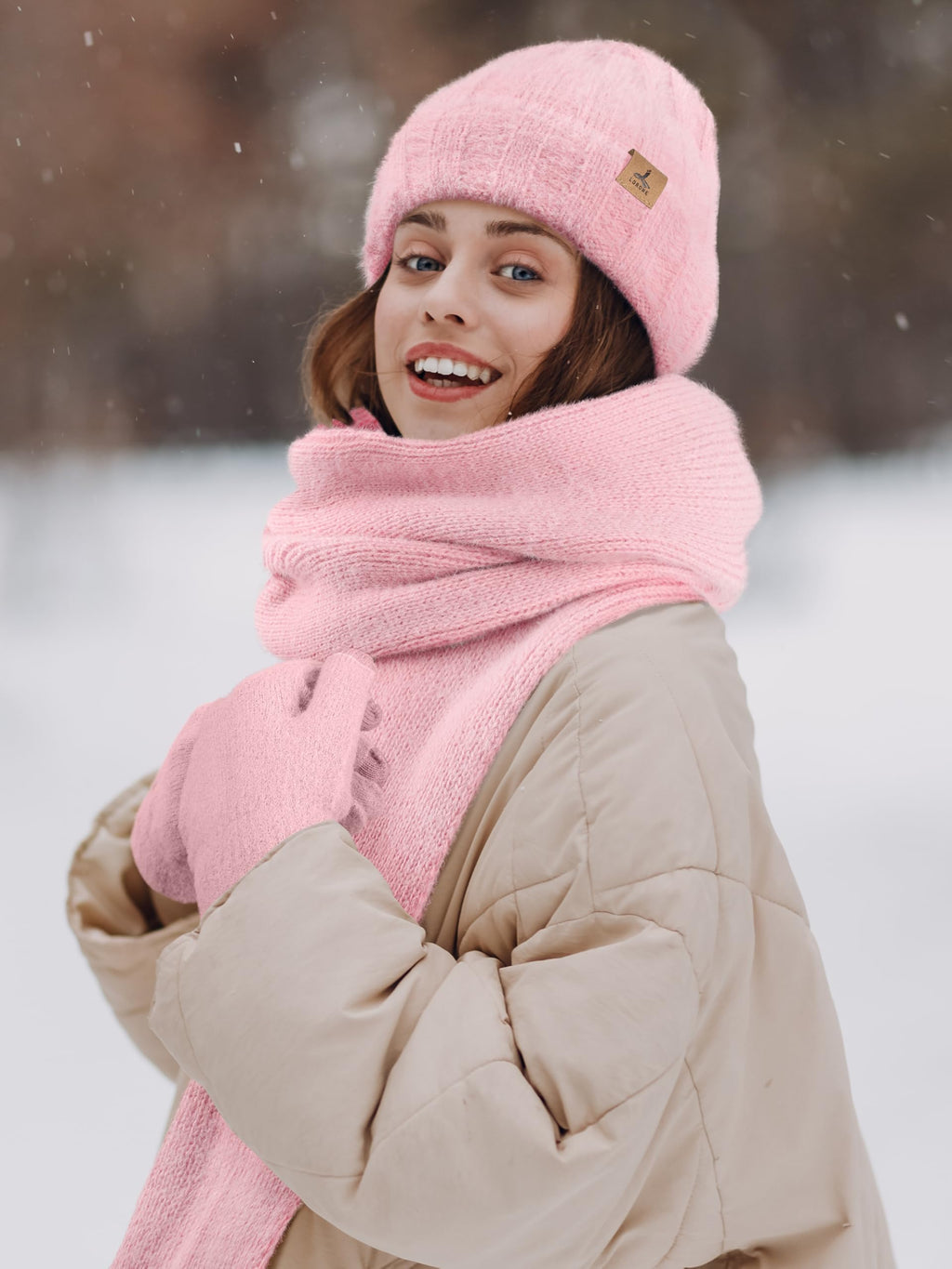 Winter Set für Damen – Mütze, Schal & Touchscreen-Handschuhe