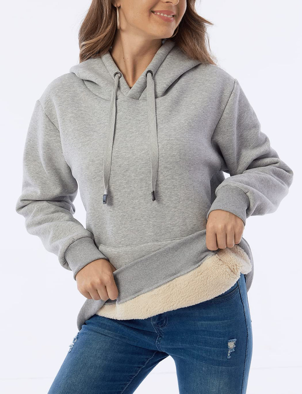 Damen Winter Hoodie mit Sherpa-Futter – Warmer Kapuzenpullover