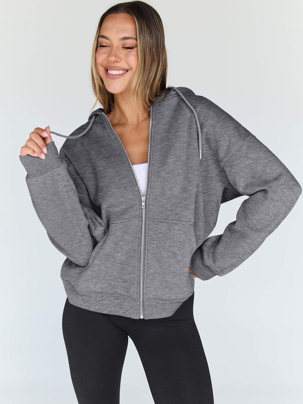 Damen Zip-Hoodie mit Kapuze – Bequeme Freizeit Sweatjacke
