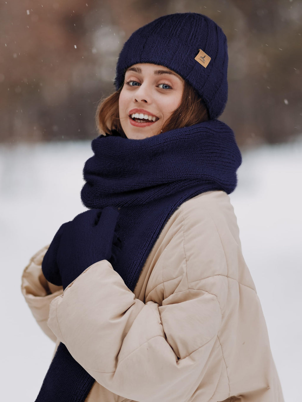 Winter Set für Damen – Mütze, Schal & Touchscreen-Handschuhe