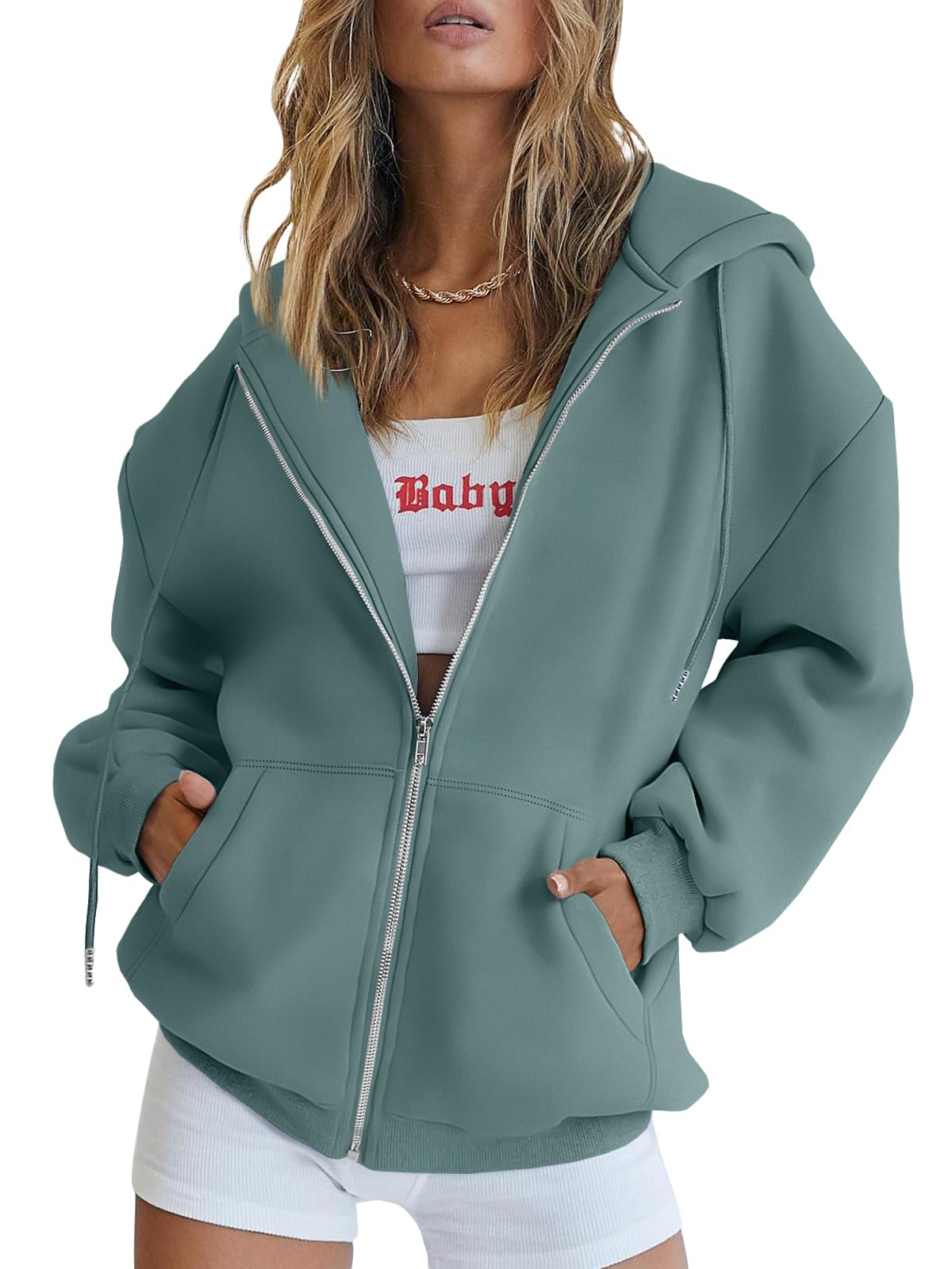 Damen Zip-Hoodie mit Kapuze – Bequeme Freizeit Sweatjacke