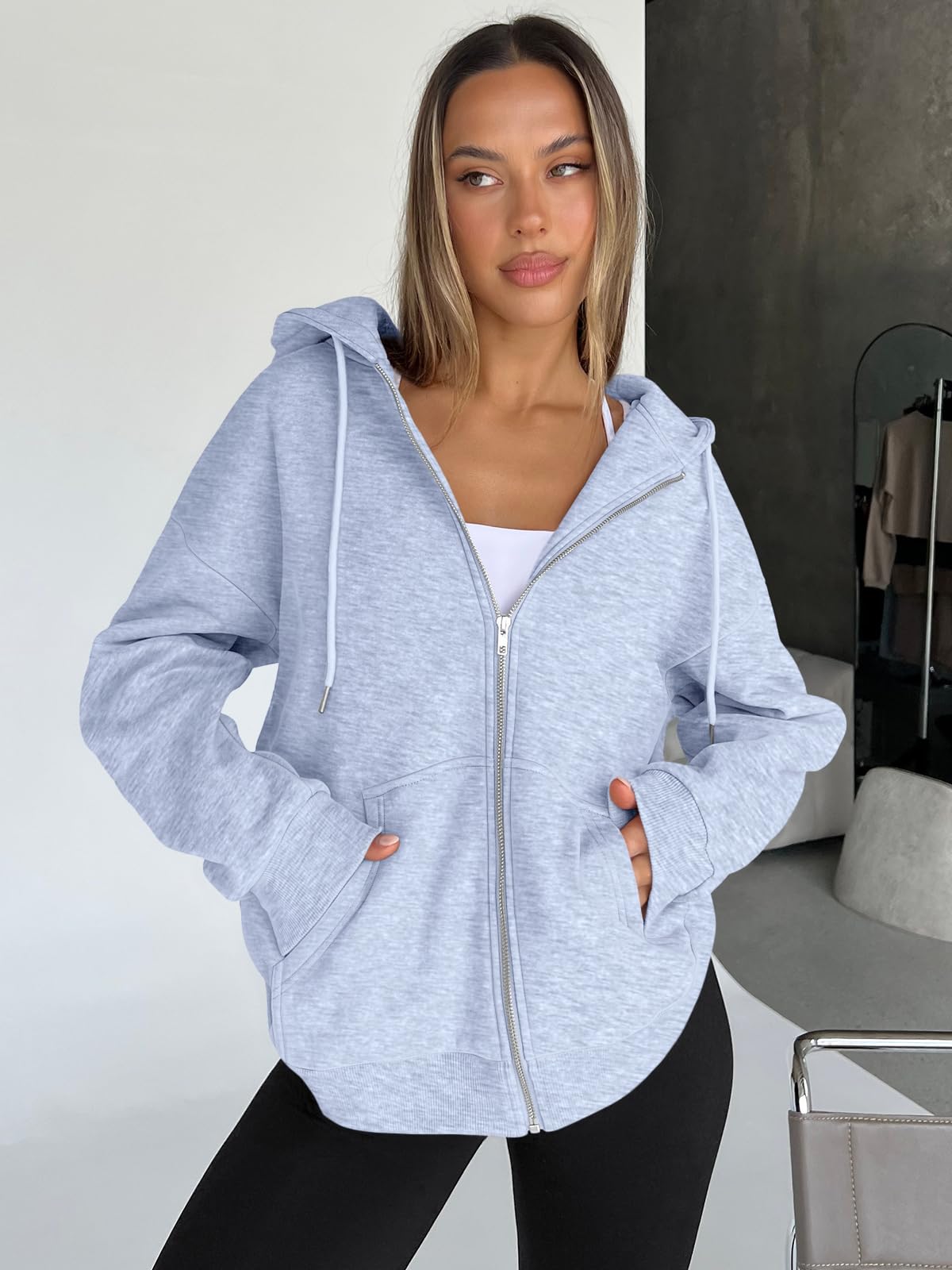 Damen Zip-Hoodie mit Kapuze – Bequeme Freizeit Sweatjacke