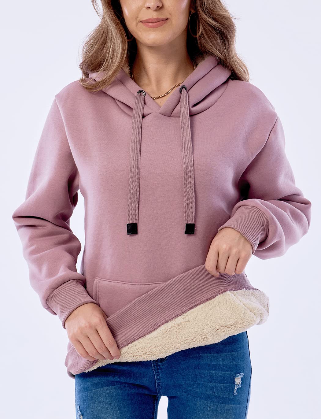 Damen Winter Hoodie mit Sherpa-Futter – Warmer Kapuzenpullover