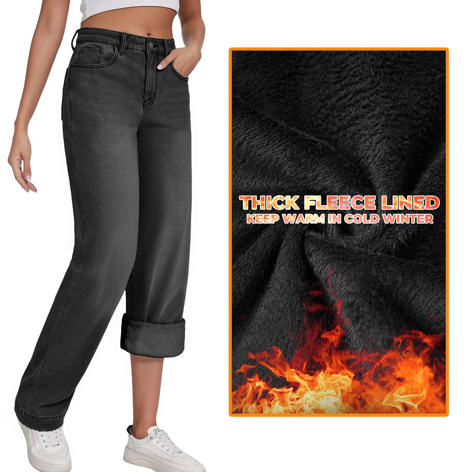 Damen Wide-Leg Jeans – Lässige High-Waist Denim Hose