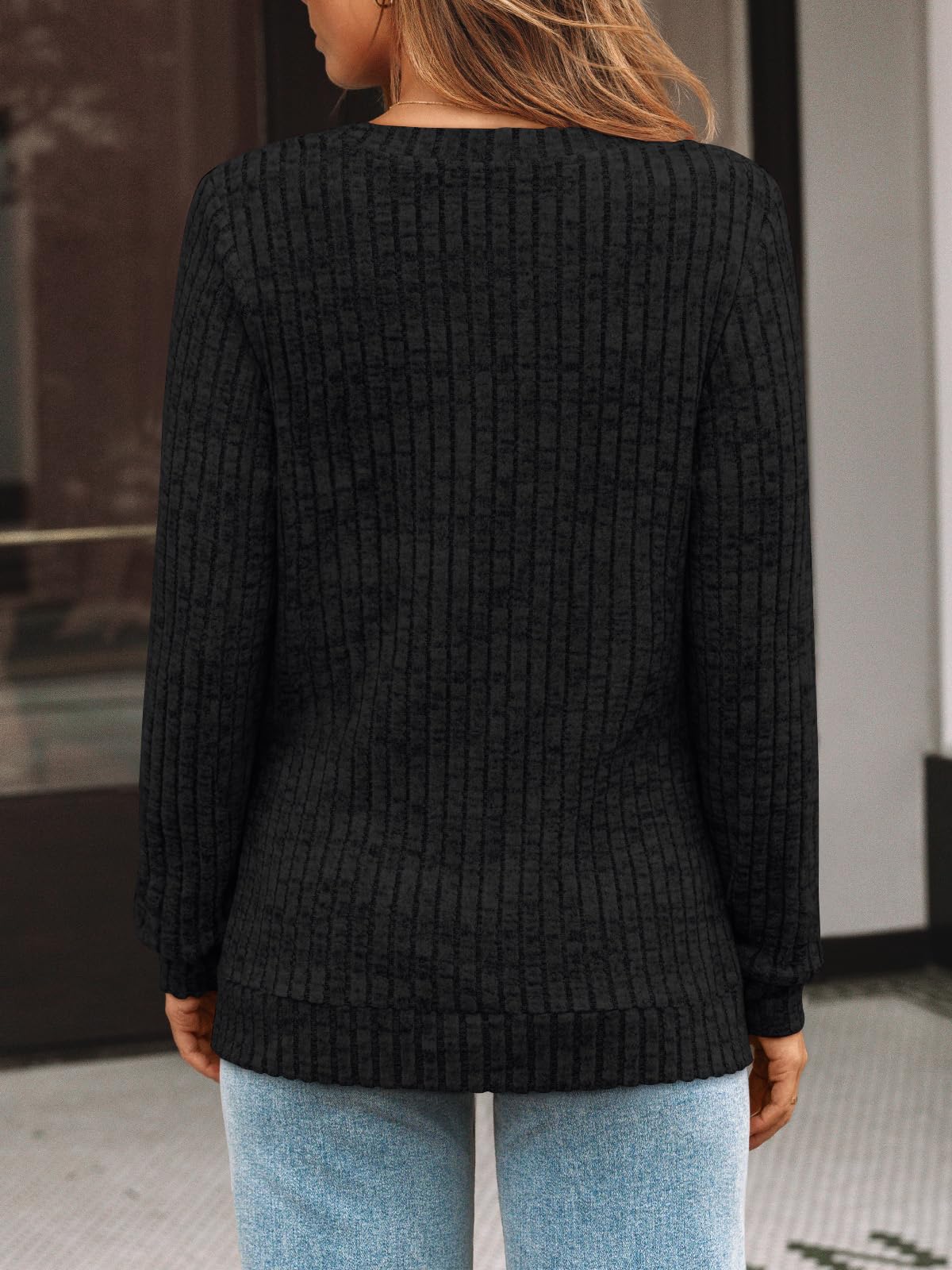 Damen Langarmshirt mit V-Ausschnitt – Lässiges Herbst Oberteil