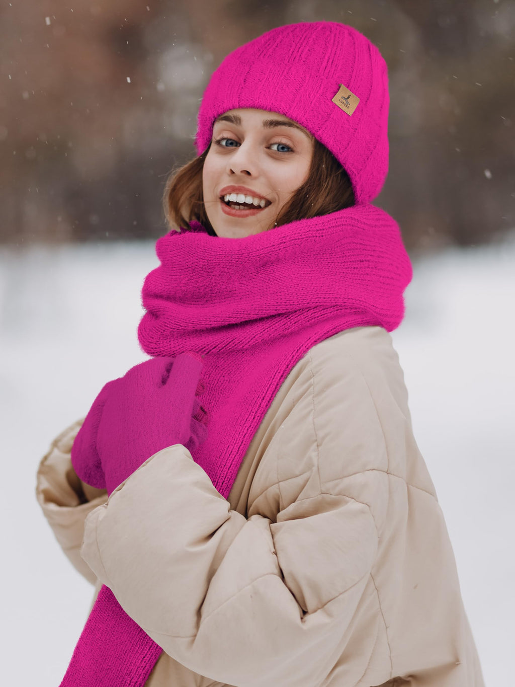 Winter Set für Damen – Mütze, Schal & Touchscreen-Handschuhe