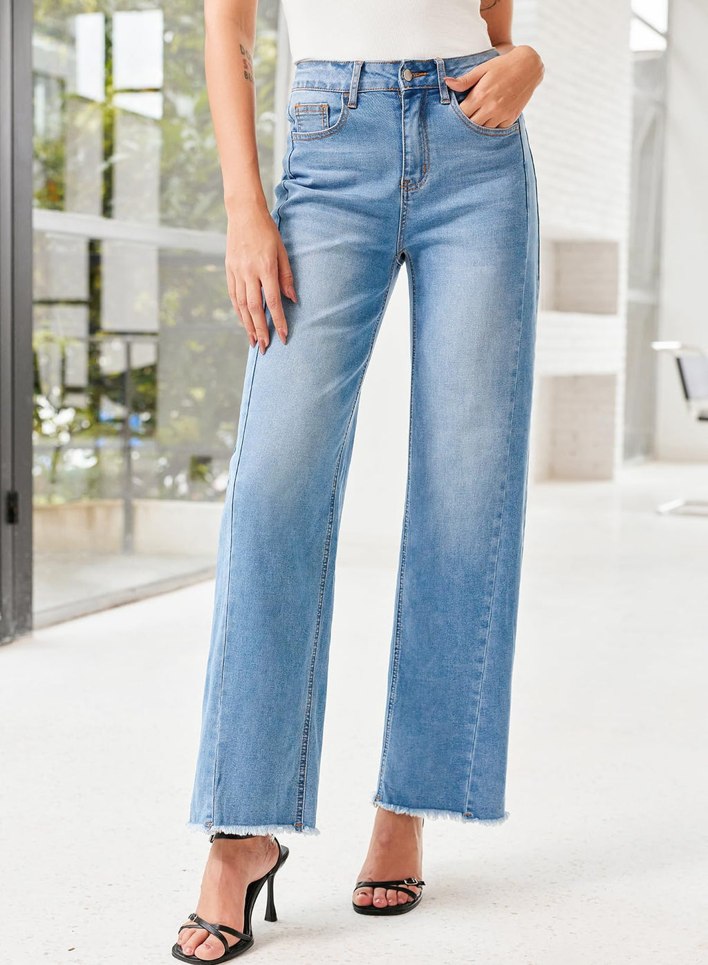 Damen Wide-Leg Jeans – Locker geschnittene High-Waist Jeans