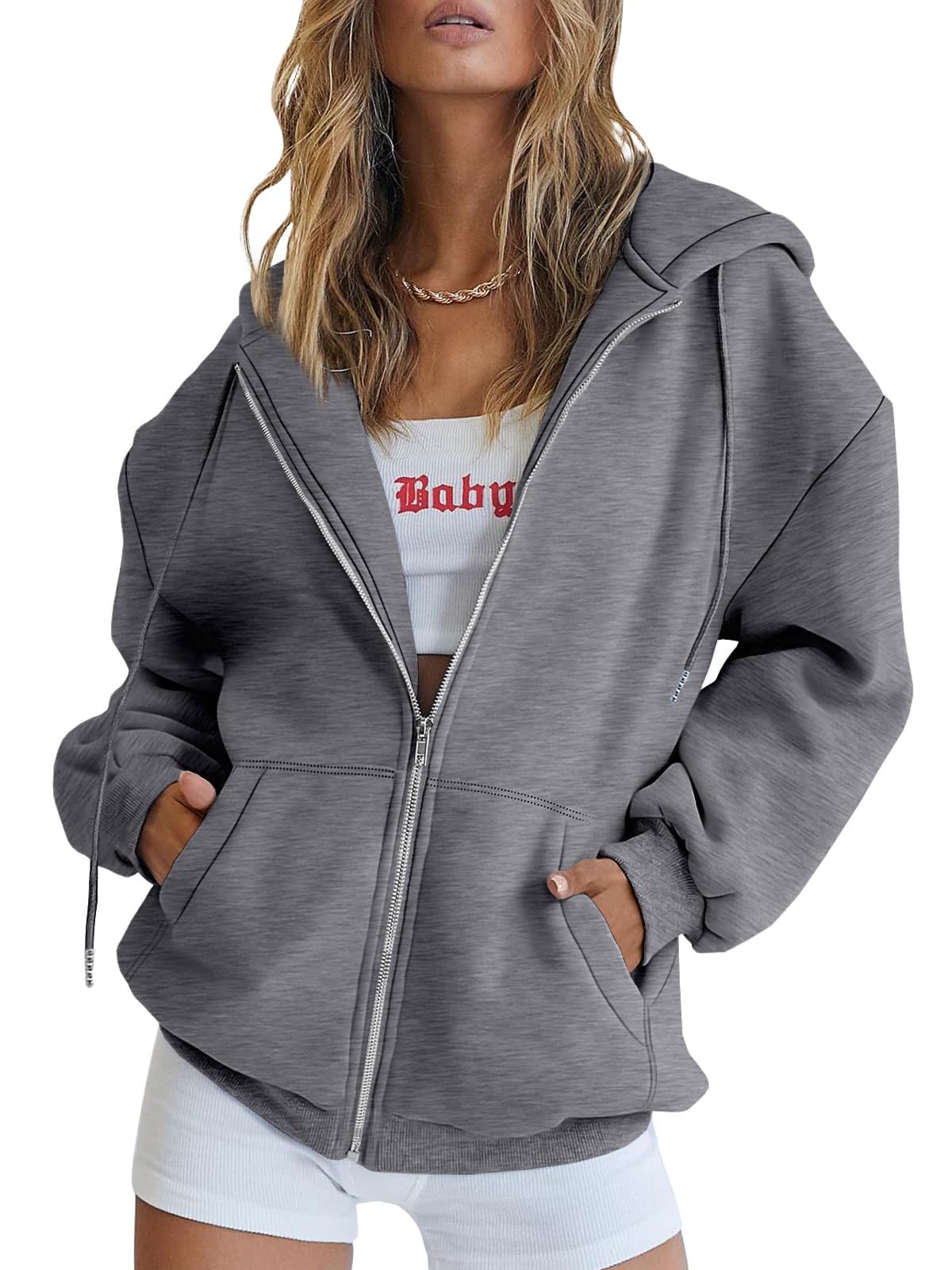 Damen Zip-Hoodie mit Kapuze – Bequeme Freizeit Sweatjacke