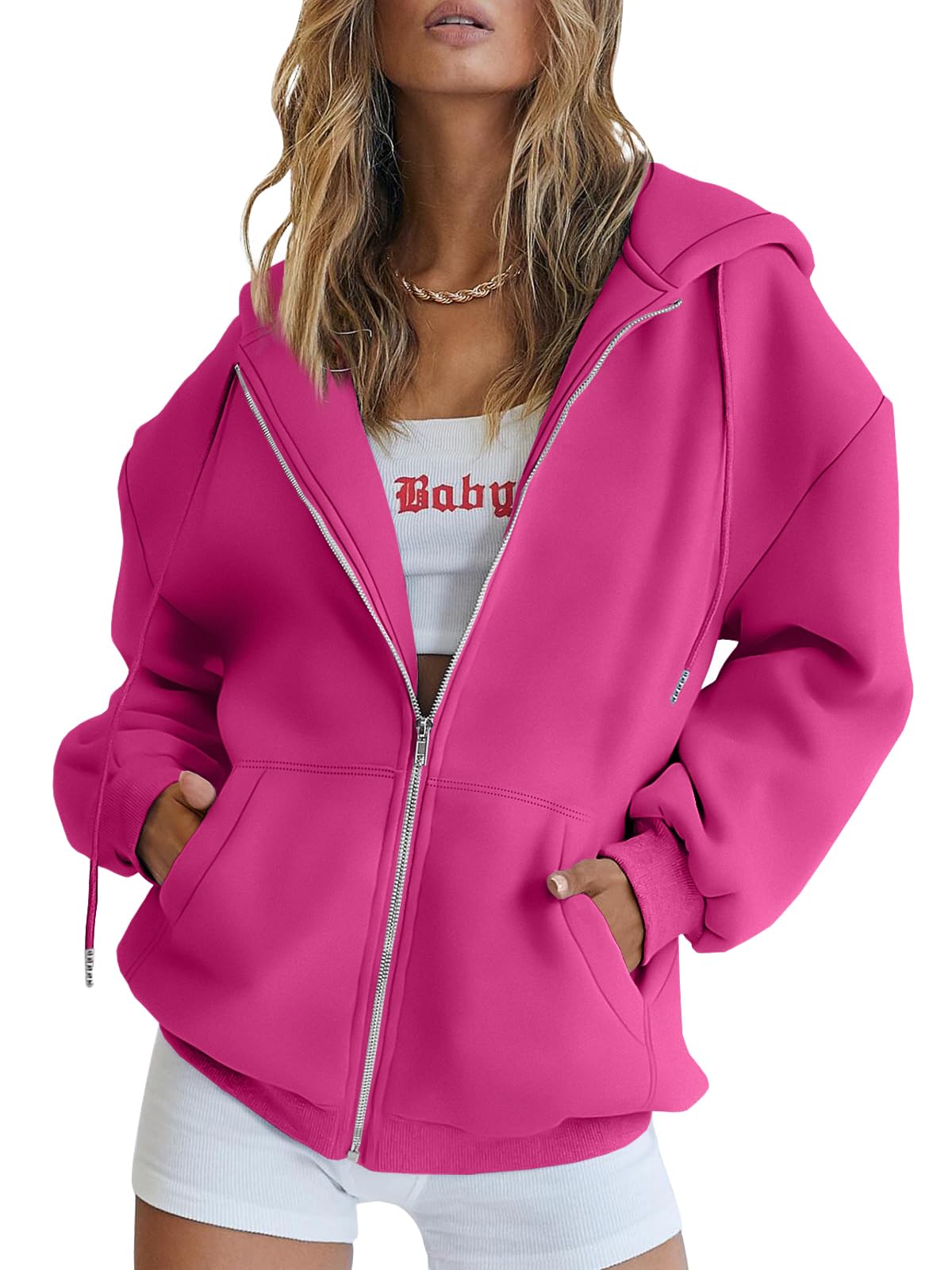 Damen Zip-Hoodie mit Kapuze – Bequeme Freizeit Sweatjacke