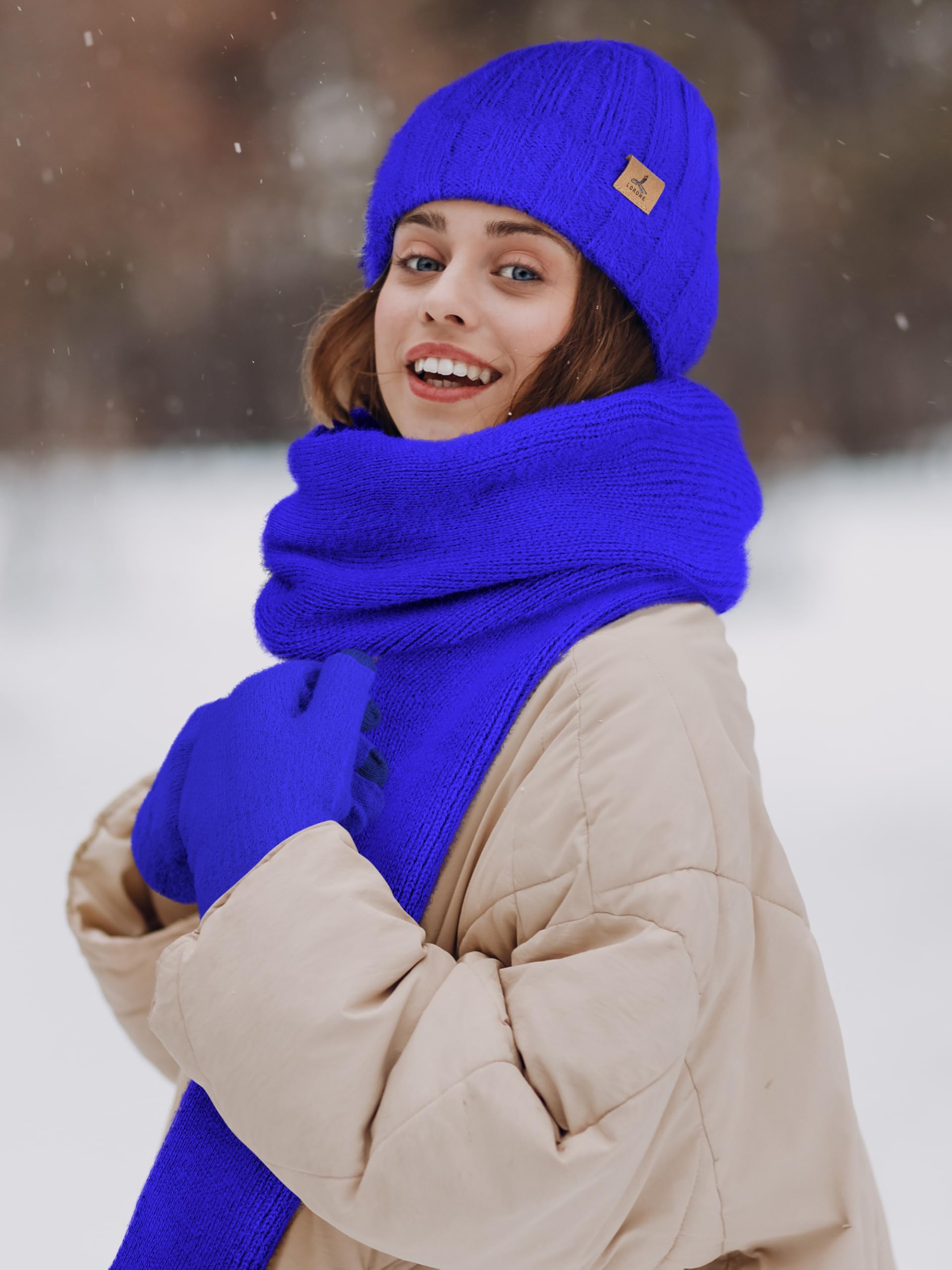 Winter Set für Damen – Mütze, Schal & Touchscreen-Handschuhe