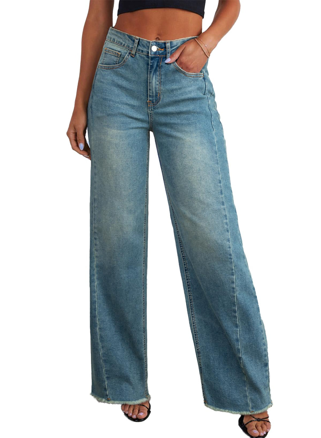 Damen Wide-Leg Jeans – Locker geschnittene High-Waist Jeans