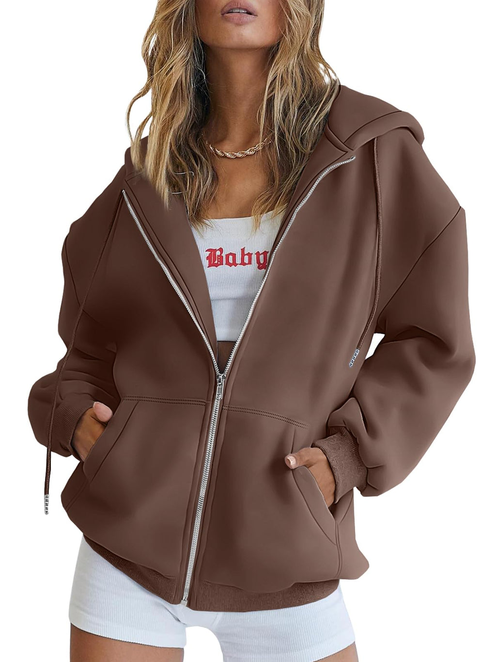 Damen Zip-Hoodie mit Kapuze – Bequeme Freizeit Sweatjacke