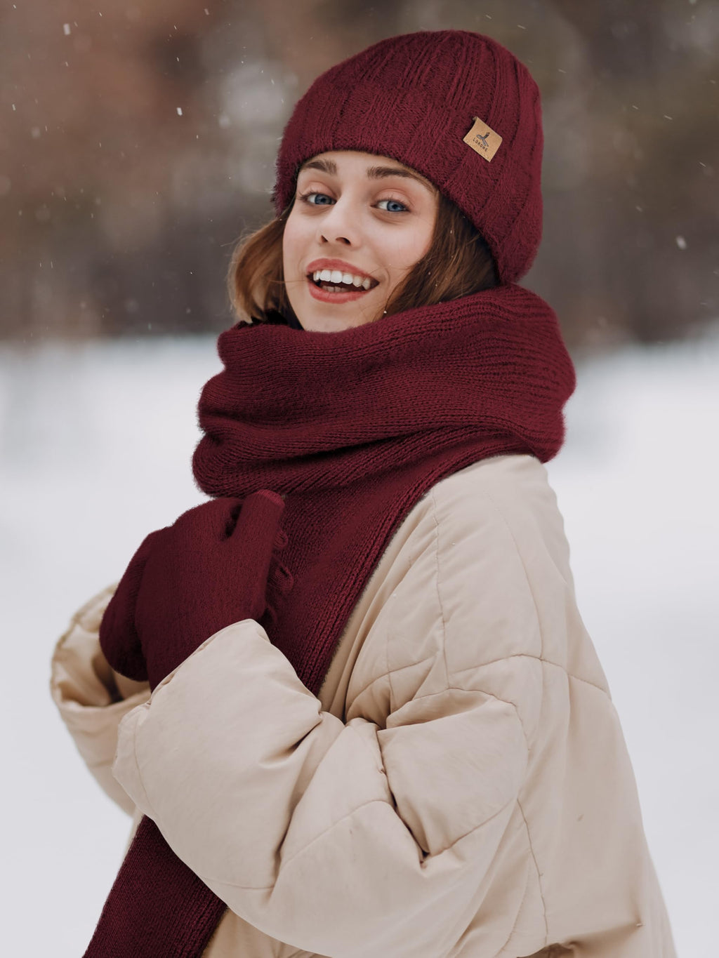 Winter Set für Damen – Mütze, Schal & Touchscreen-Handschuhe