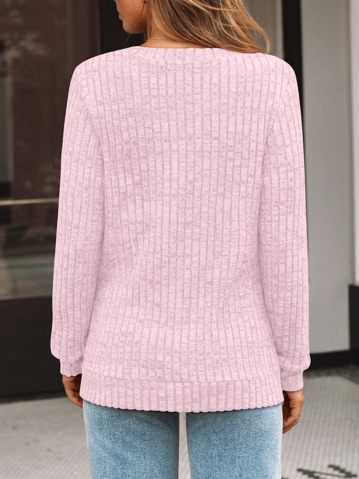 Damen Langarmshirt mit V-Ausschnitt – Lässiges Herbst Oberteil