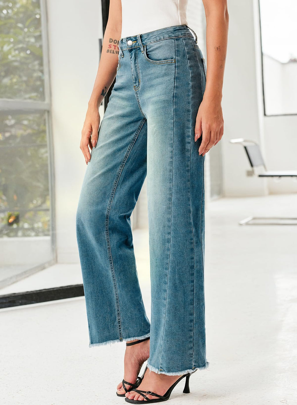 Damen Wide-Leg Jeans – Locker geschnittene High-Waist Jeans