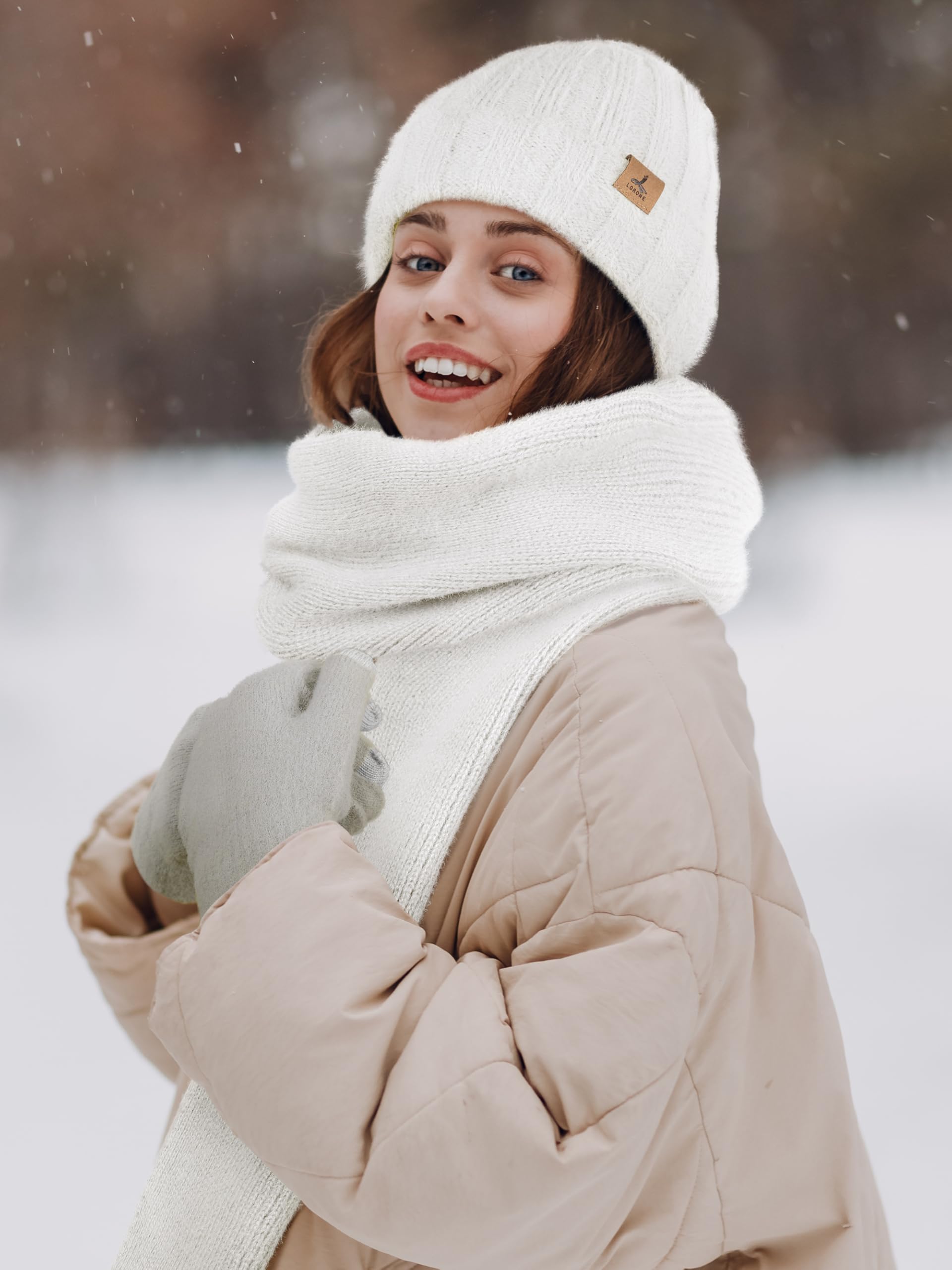 Winter Set für Damen – Mütze, Schal & Touchscreen-Handschuhe