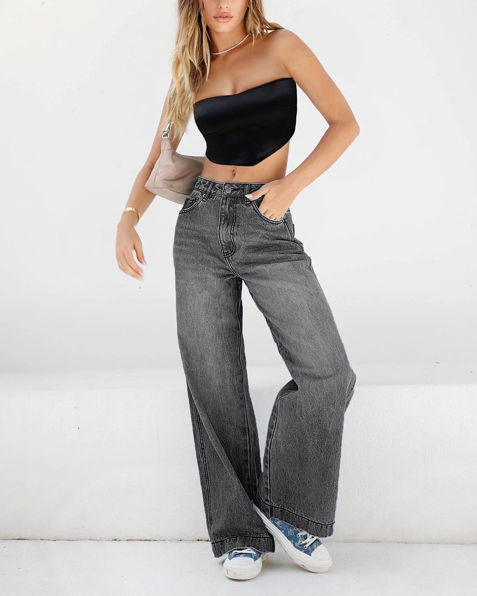 Damen Wide-Leg Jeans – Lässige High-Waist Denim Hose