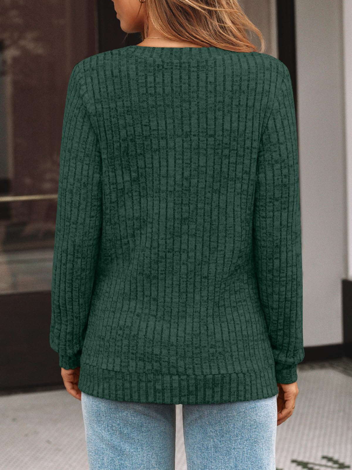 Damen Langarmshirt mit V-Ausschnitt – Lässiges Herbst Oberteil