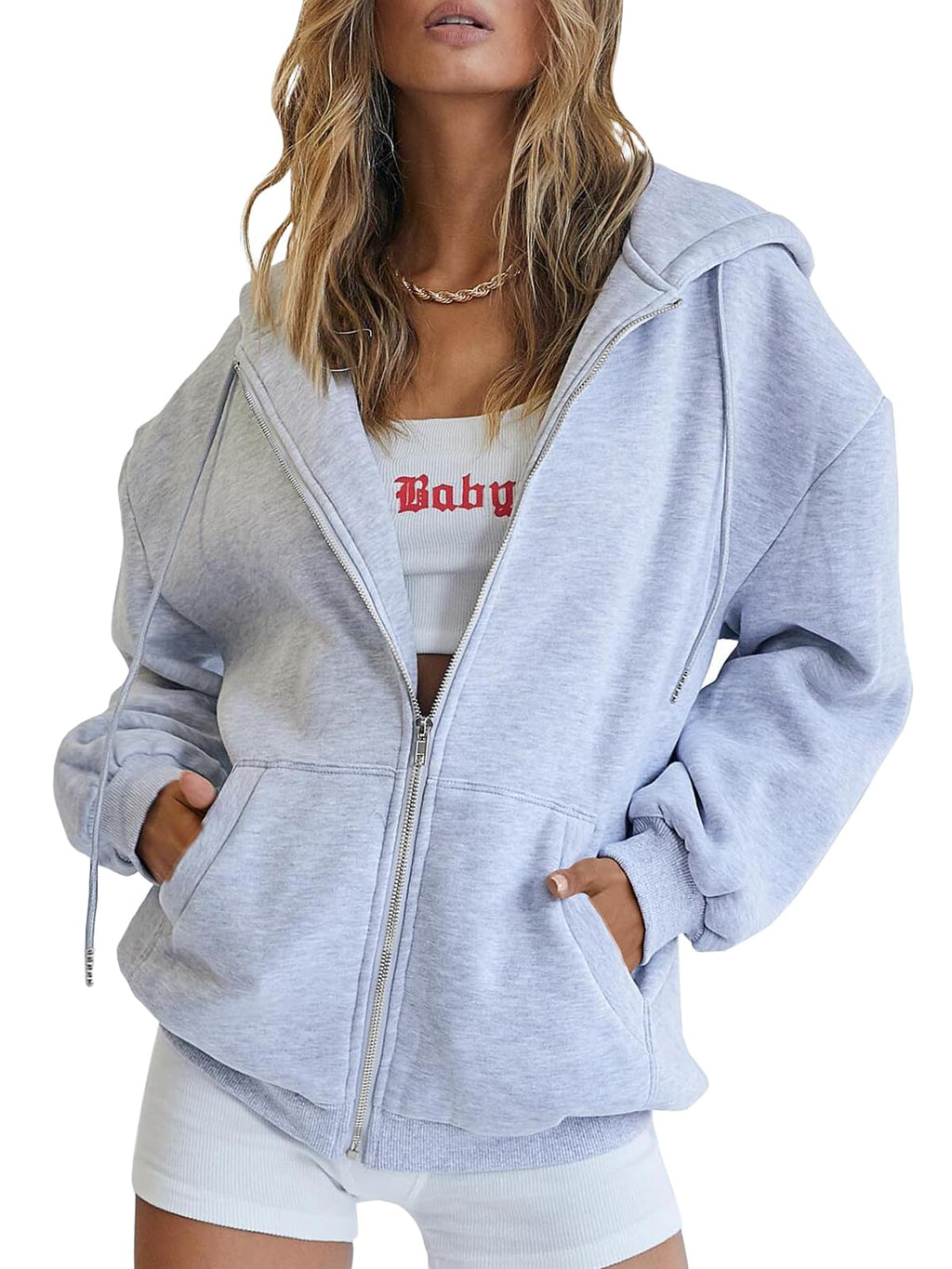 Damen Zip-Hoodie mit Kapuze – Bequeme Freizeit Sweatjacke