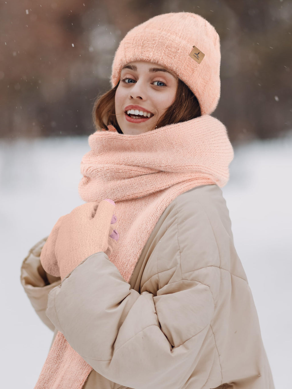 Winter Set für Damen – Mütze, Schal & Touchscreen-Handschuhe