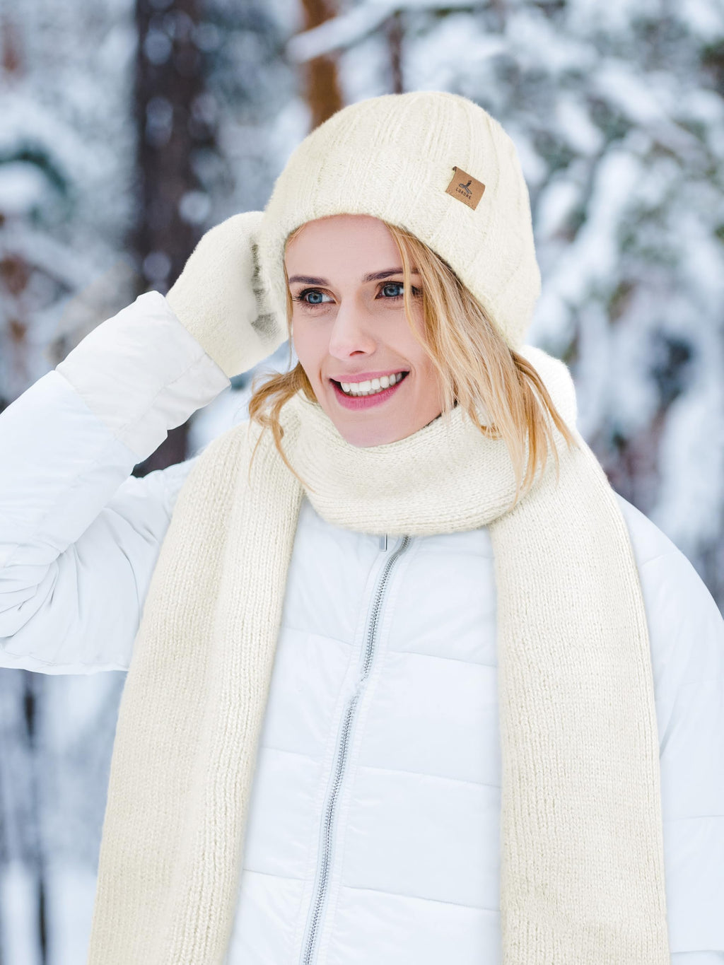 Winter Set für Damen – Mütze, Schal & Touchscreen-Handschuhe