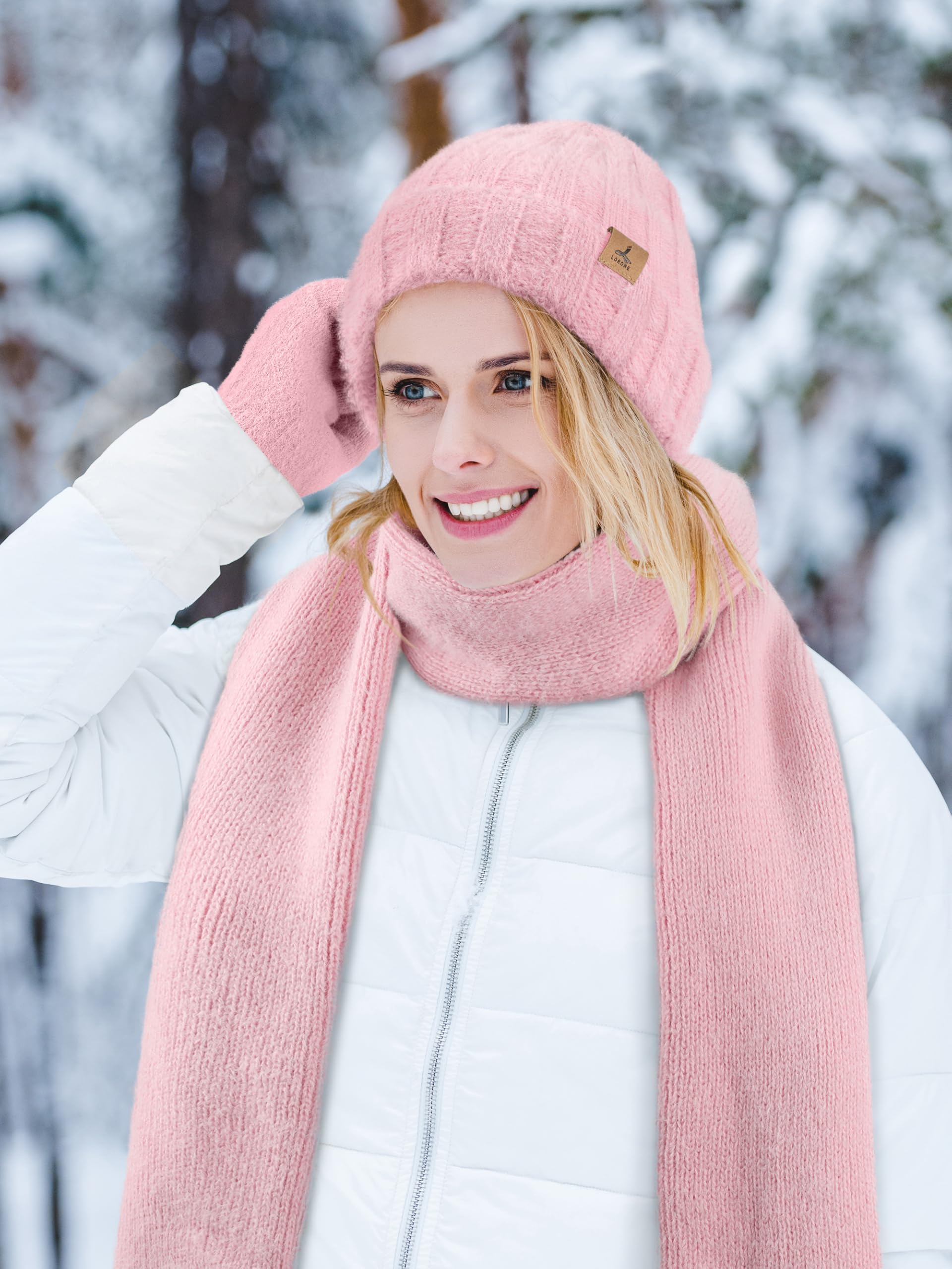 Winter Set für Damen – Mütze, Schal & Touchscreen-Handschuhe