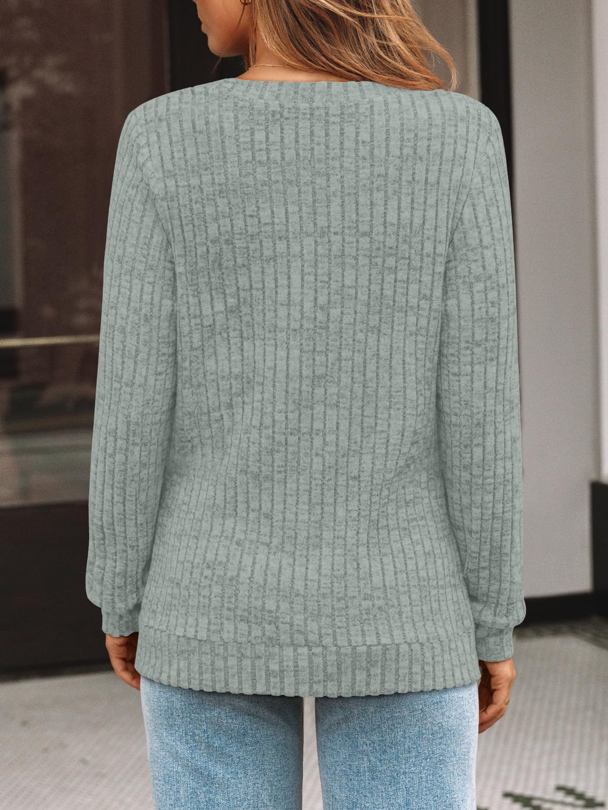 Damen Langarmshirt mit V-Ausschnitt – Lässiges Herbst Oberteil