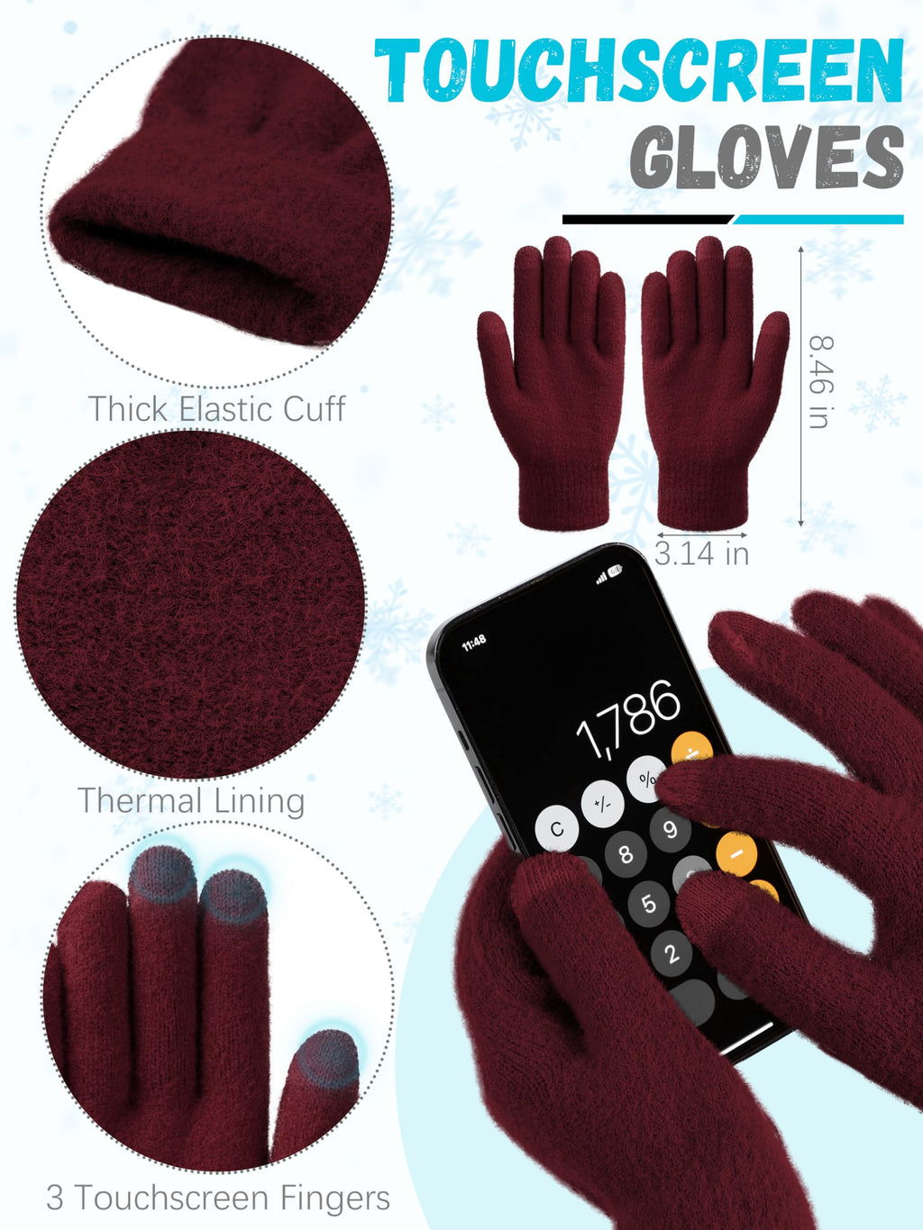 Winter Set für Damen – Mütze, Schal & Touchscreen-Handschuhe