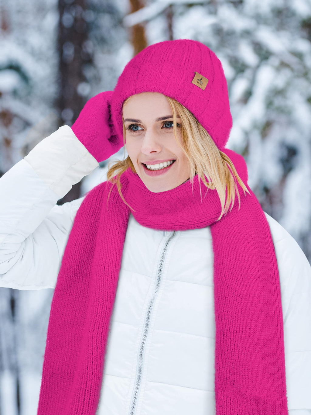 Winter Set für Damen – Mütze, Schal & Touchscreen-Handschuhe