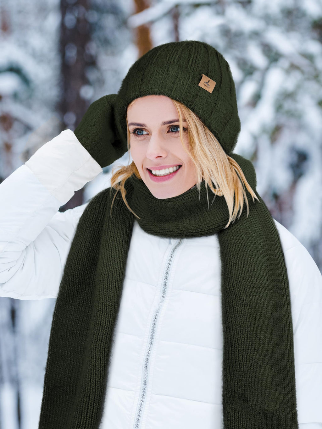 Winter Set für Damen – Mütze, Schal & Touchscreen-Handschuhe