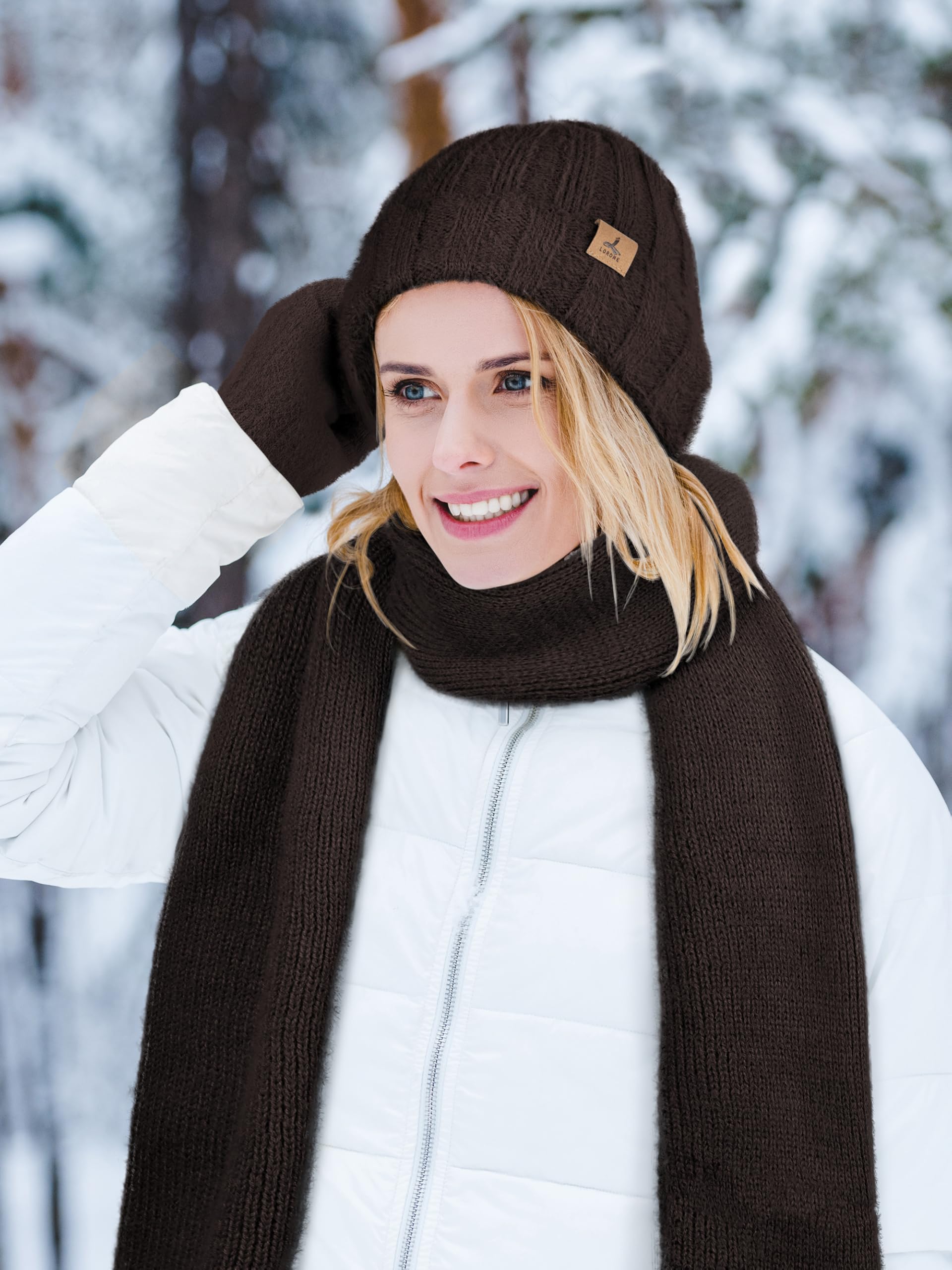 Winter Set für Damen – Mütze, Schal & Touchscreen-Handschuhe