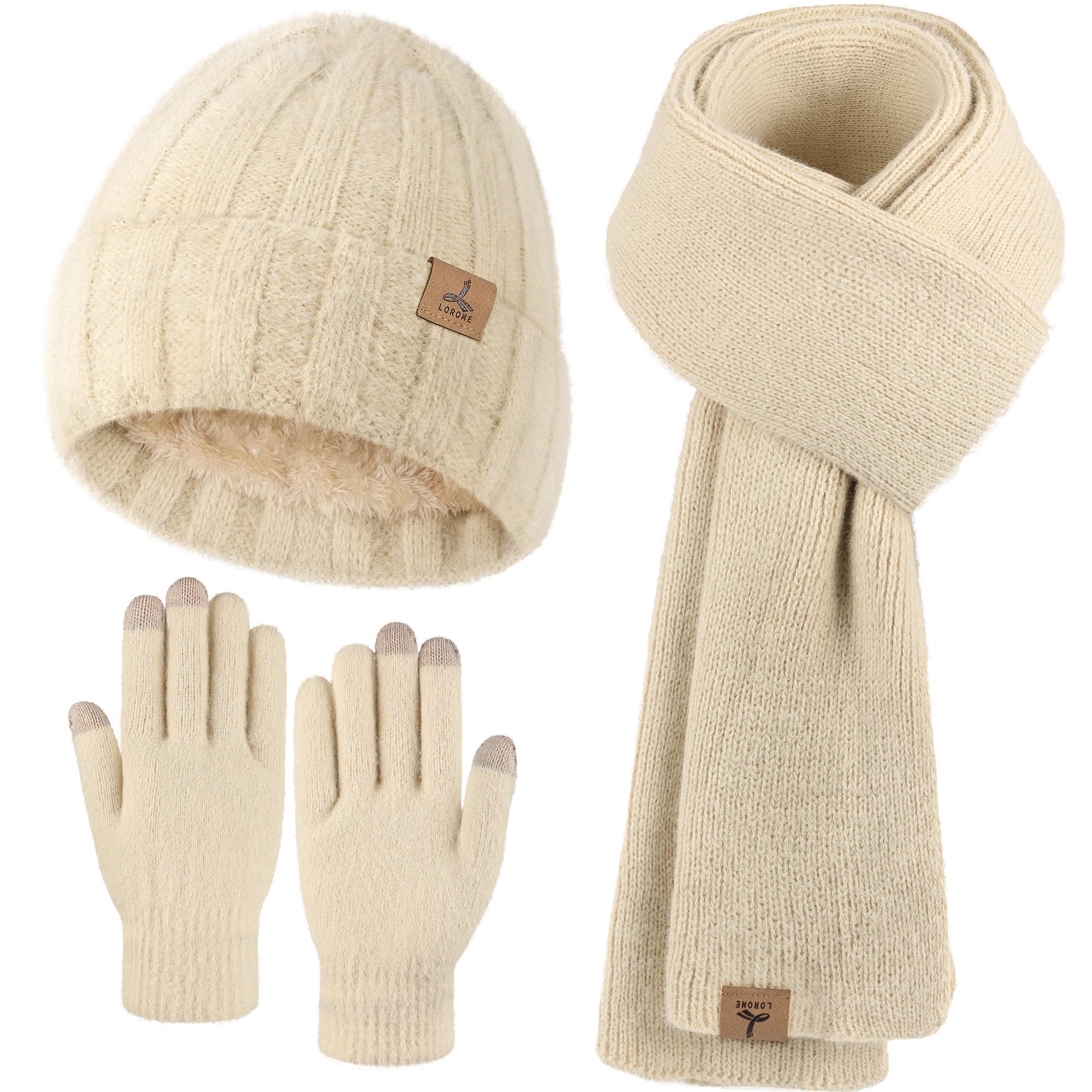 Winter Set für Damen – Mütze, Schal & Touchscreen-Handschuhe