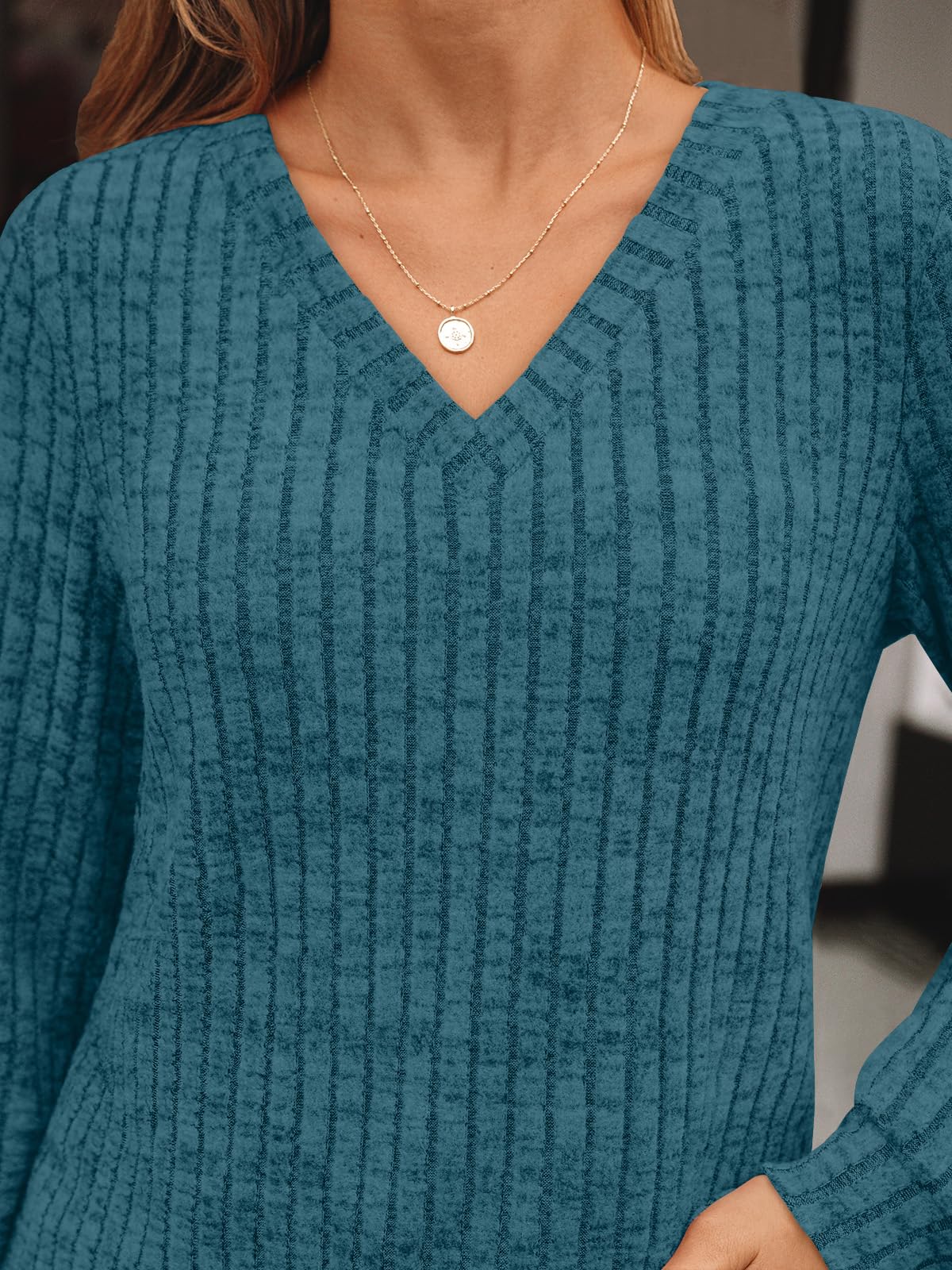 Damen Langarmshirt mit V-Ausschnitt – Lässiges Herbst Oberteil